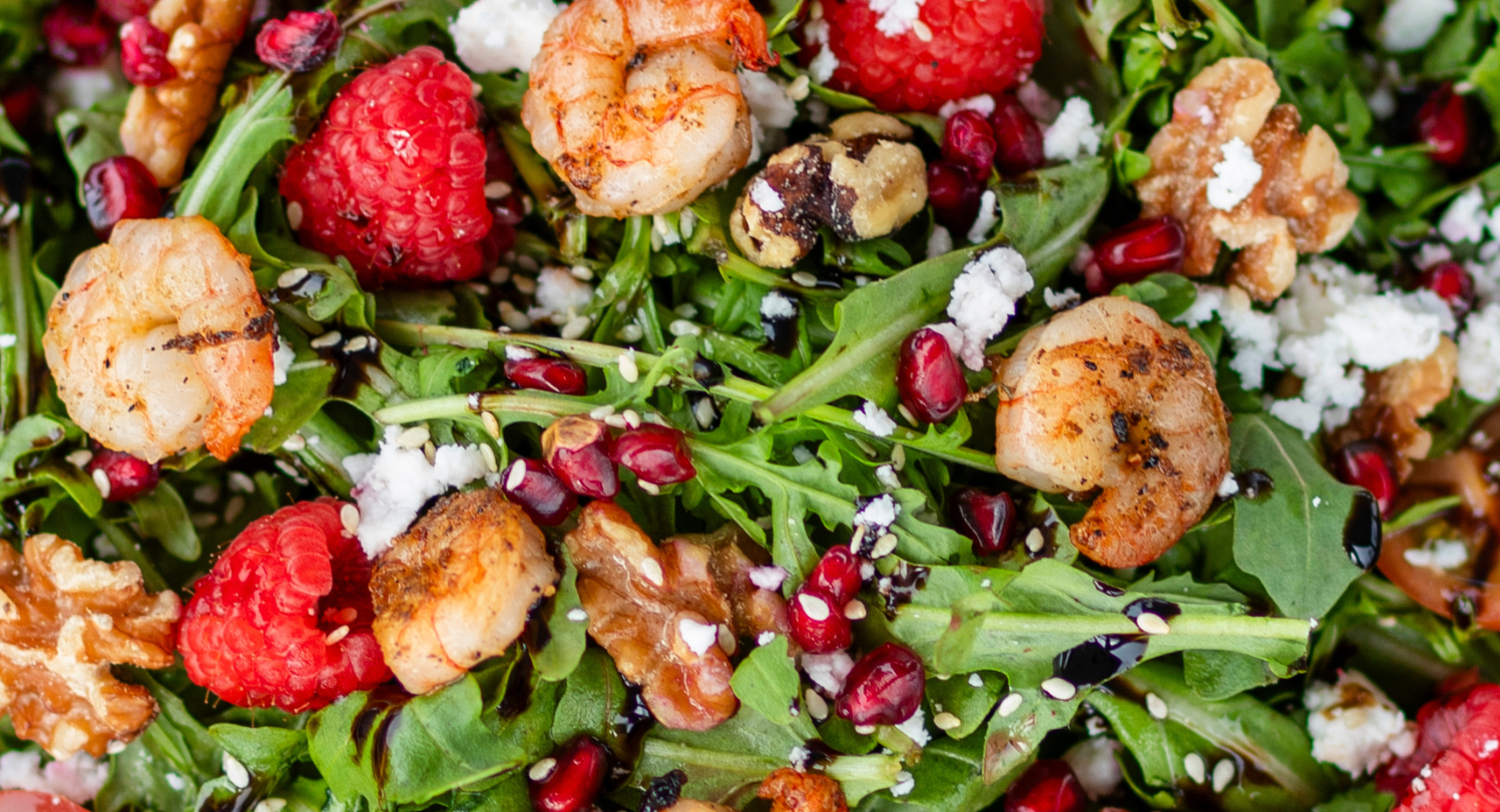 Lunch-Angebot: Salat mit Garnelen